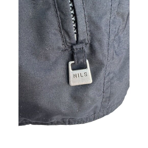 VTG NILS Woman's Sz 12 Black Mountain Black Ski Jacket Hooded Quilted Lining - Picture 3 of 13
